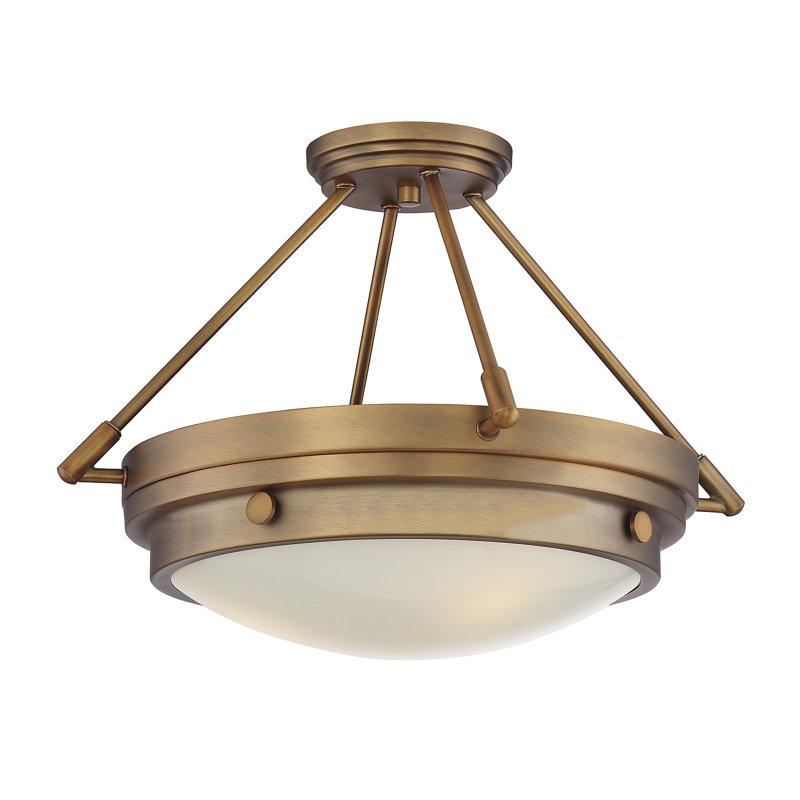 Helmsford Glass Semi Flush Mount, Warm Brass