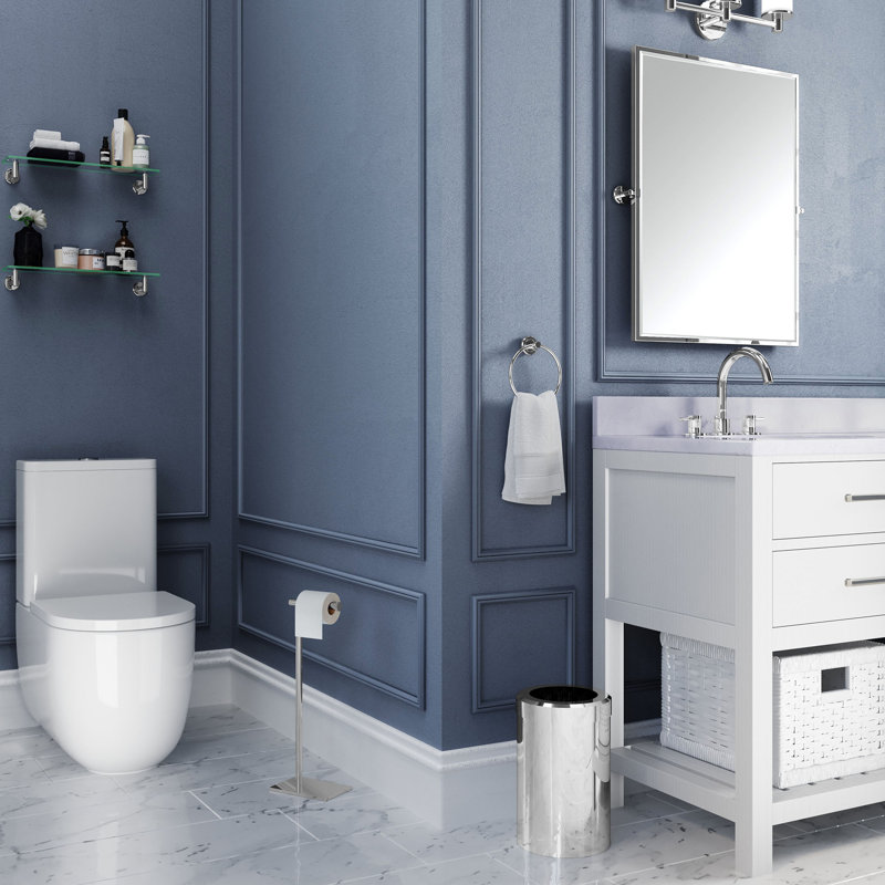 Latitude II Framed Rectangle Bathroom Vanity Mirror | Pivoting and Beveled Mirror, Chrome, 32.5" H x 27.63" W