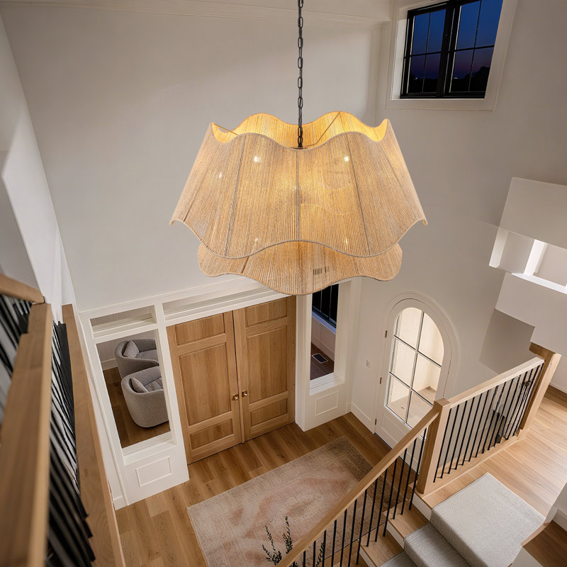 8-Light Hand-Woven Hemp Rope Large Chandelier, 8 Lights