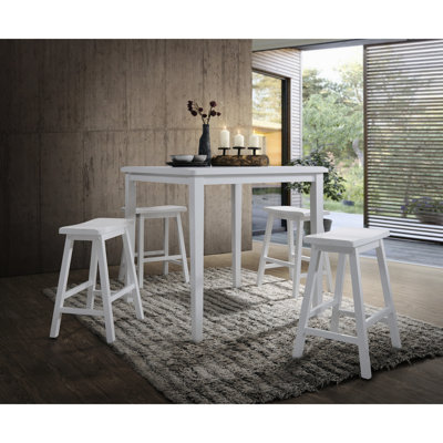 Hauteur du comptoir en blanc pour les petits espaces - Tabourets de table en bois massif avec pieds carrés et sièges confortables