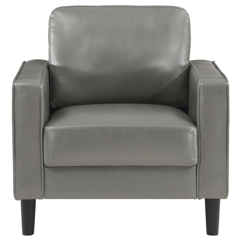 Lalittah Upholstered Track Arm Accent Chair Grey, Gray Faux Leather