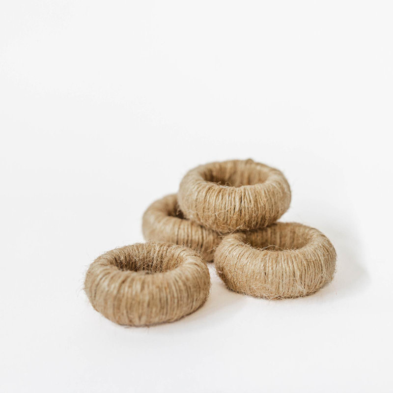 Ensemble de 4 rondes de serviette rondes en jute