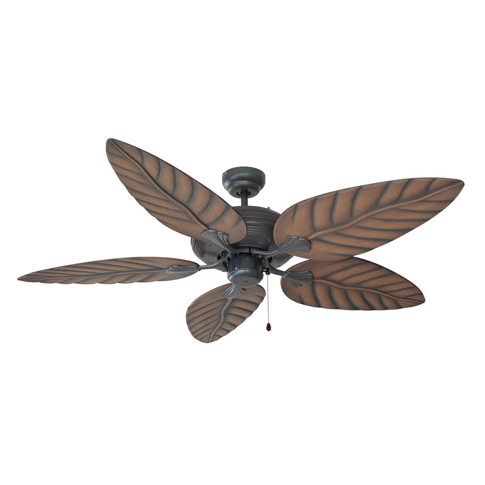 52" 5 - Blade Leaf Blade Ceiling Fan with Pull Chain Design House