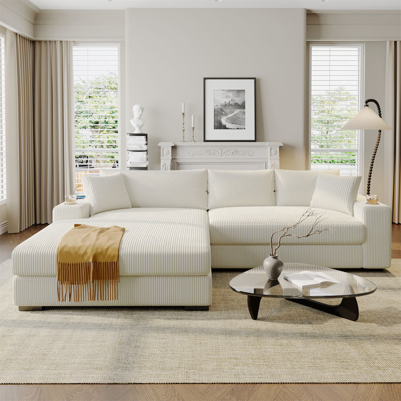 Grand canapé modulaire avec coussins épais Mirod, Beige