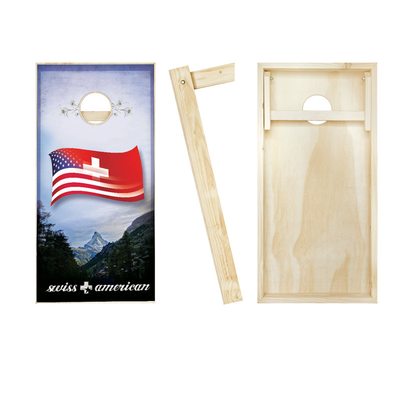 Ensemble de cornhole en bois massif 2 pi x 4 pi Swiss American, Rouge / Noir