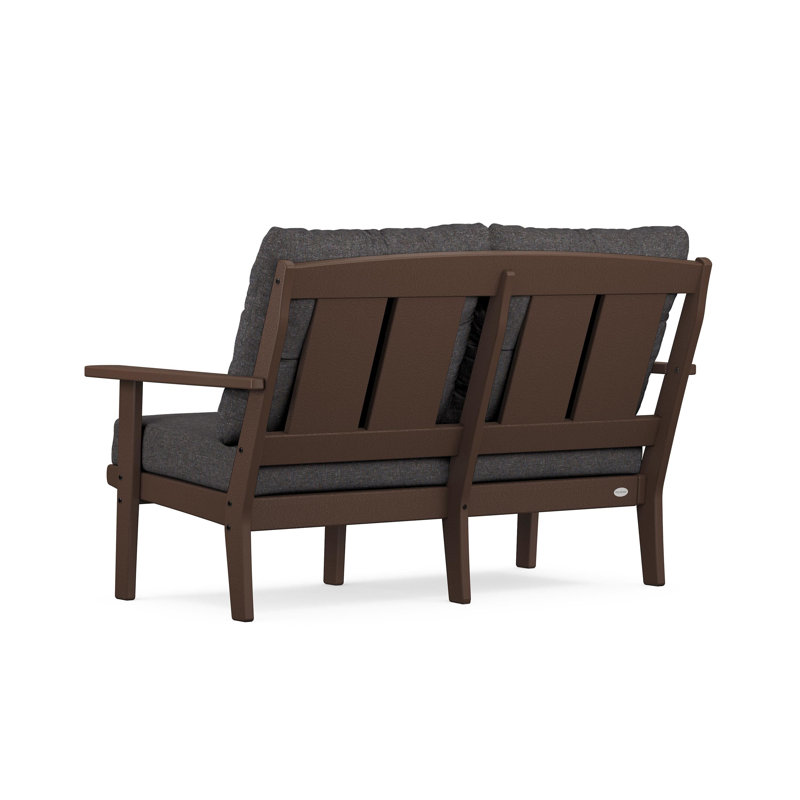 Mission Deep Seating Loveseat, Ash Charcoal, Mahogany
