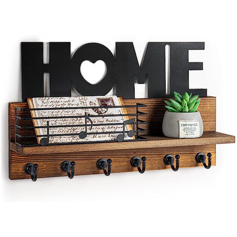 Solid Wood Wall Organizer, Pine Wood Color