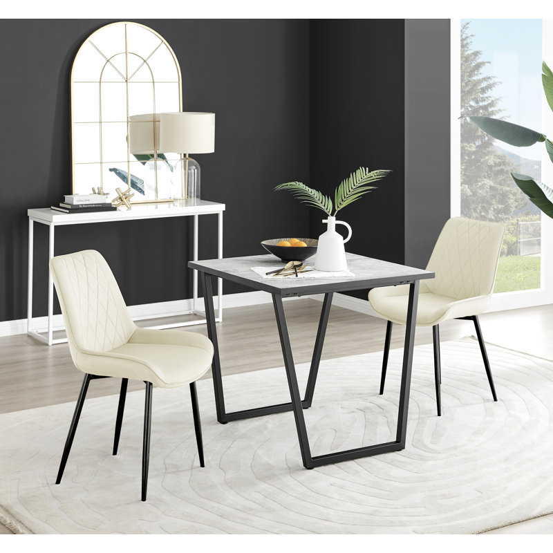 Table de salle à manger et chaises en mélamine effet marbre Carzon - Chaises de salle à manger en similicuir de luxe