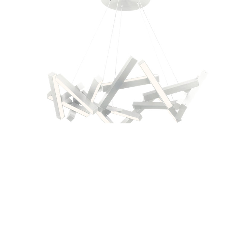 Alara 21-Light Brushed Aluminum LED Chandelier with White Acrylic Shade