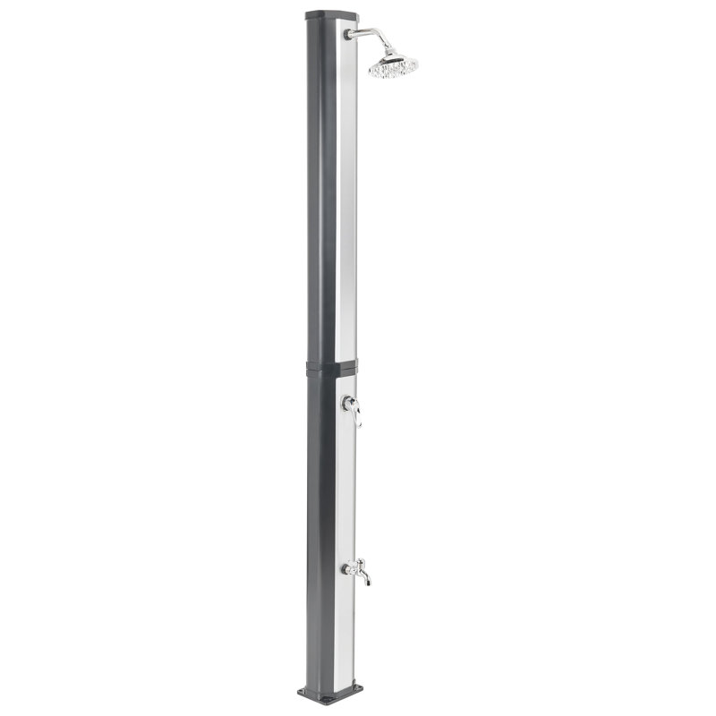 TOPOCALMA Solar Powered Temperature Controlled Stainless Steel Free Standing Outdoor Shower and Footwash Spout