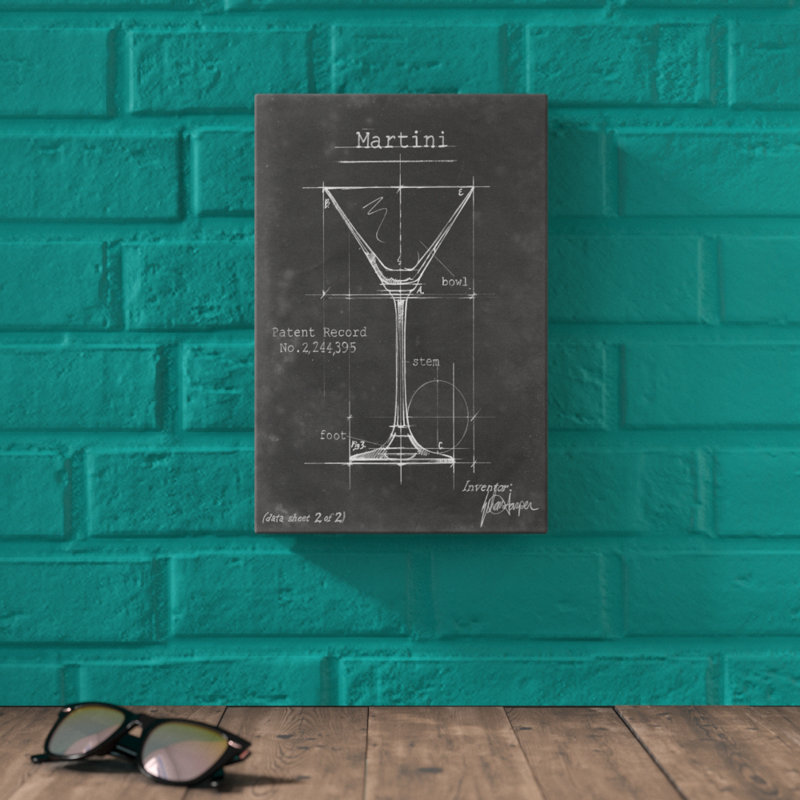 Barware Blueprint V by Ethan Harper - Painting, 30cm H x 20cm W, Wrapped Canvas