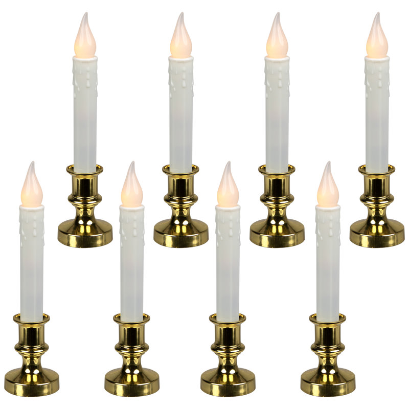 LED Flickering Window Candles With Timer - 8.5" - Set Of 8