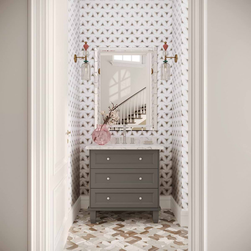 Ako 5" Triangle Marble Micro Mosaic Tile, Saint Laurent Brown