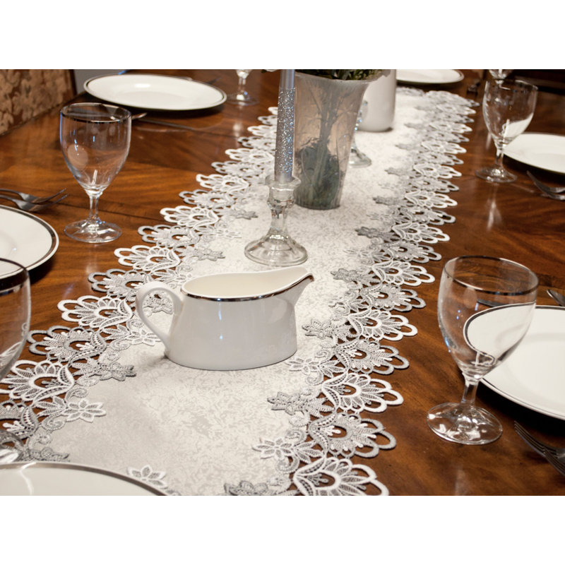 Icenhour Sliver Lace Table Runner, 72" x 16"