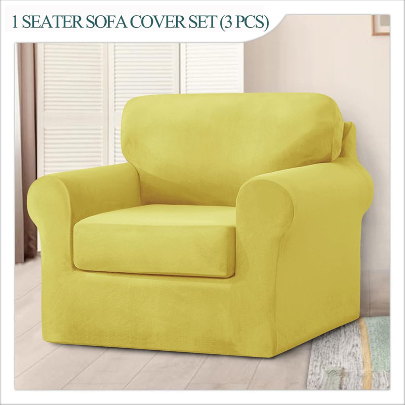 Sofa Cover With Separate Seat Cushions And Backrests Stretch Velvet Sofa Slipcover Couch Covers Furniture Protector Split Combined (1 Seat Set 3 PCS)