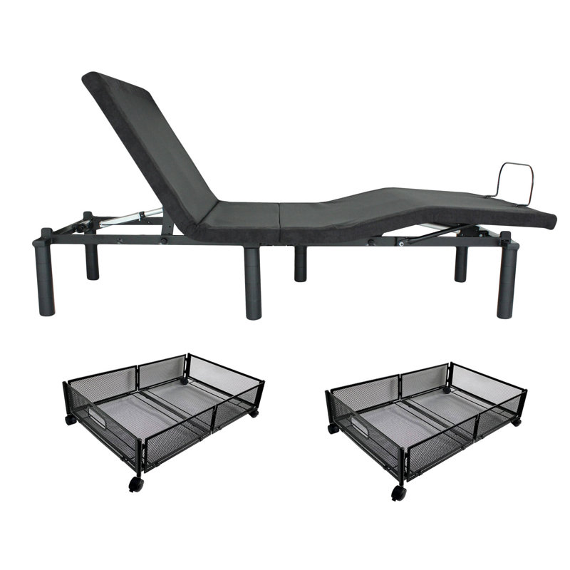Adjustable bed frame with wireless remote control  （Excluding mattresses）,and 2pcs Under Bed Storage With Wheels