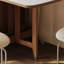 Table de salle à manger pliable en pierre blanche avec pieds couleur noyer, conception peu encombrante, entièrement assemblée