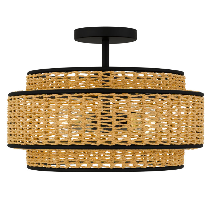 Plafonnier semi-encastré 3 lumières noir mat Teton
