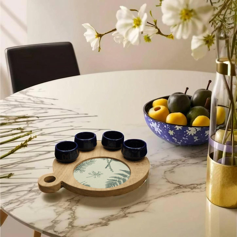 Ensemble de verres à liqueur bleu et floral Mezcalero