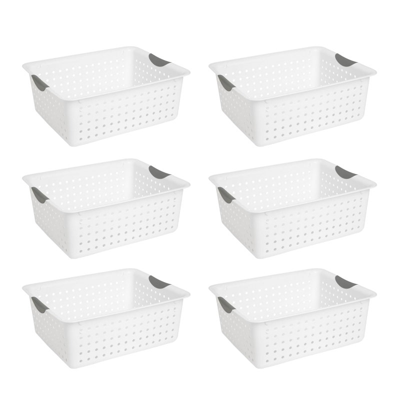Ensemble de paniers de rangement en plastique avec poignées, 6 grands, 6 profonds Sterilite