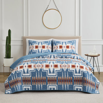 Harding Blue/Red/Brown Coverlet Set
