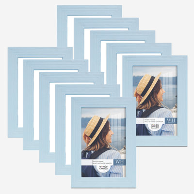 Light Blue Wood Gallery Picture Frame - Set of 10