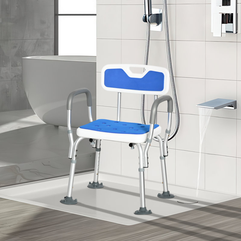 Chaise de douche réglable avec dossier et accoudoirs, siège de bain antidérapant et rembourré Eva pour personnes âgées et pour personnes à mobilité réduite, capacité de 299 lb
