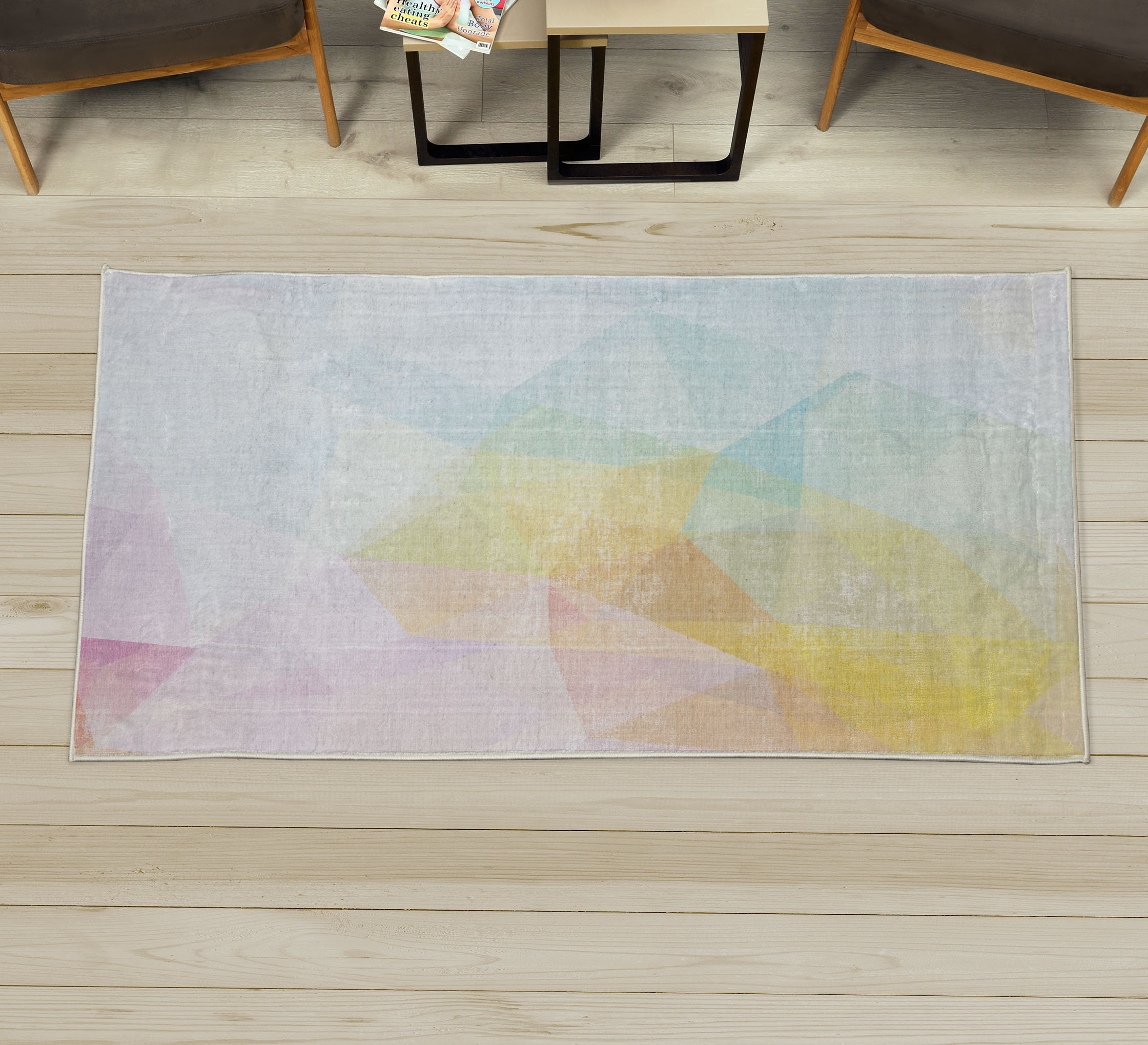 Wrought Studio™ Abstract Decorative Rug, Pale Modern Rainbow Ombre