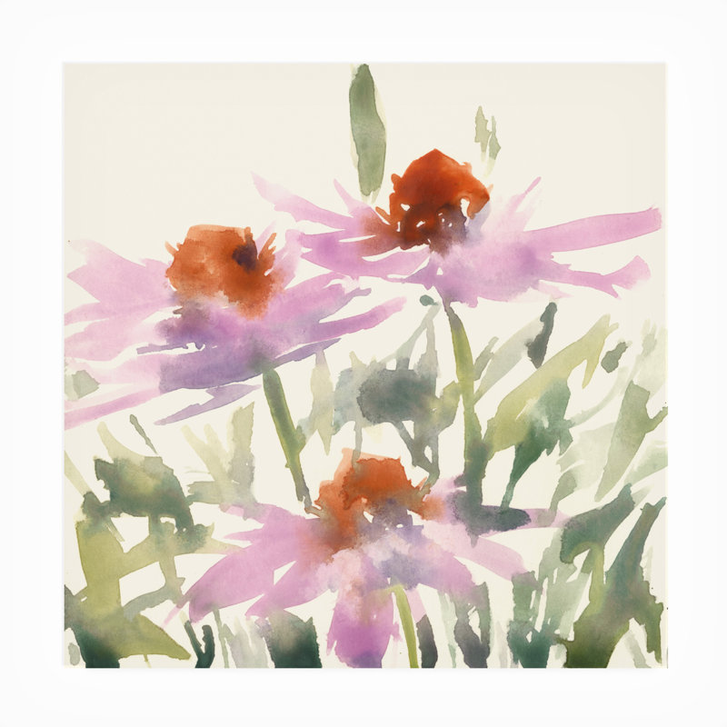 «Samuel Dixon Daisy Garden Views I», toile d'extérieur, H 18 po x l 18 po x P 1,5 po, Blanc / rose / vert