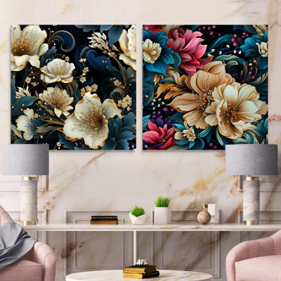 Crowle - Floral Acrylic Wall Art Glass Set Of 2
