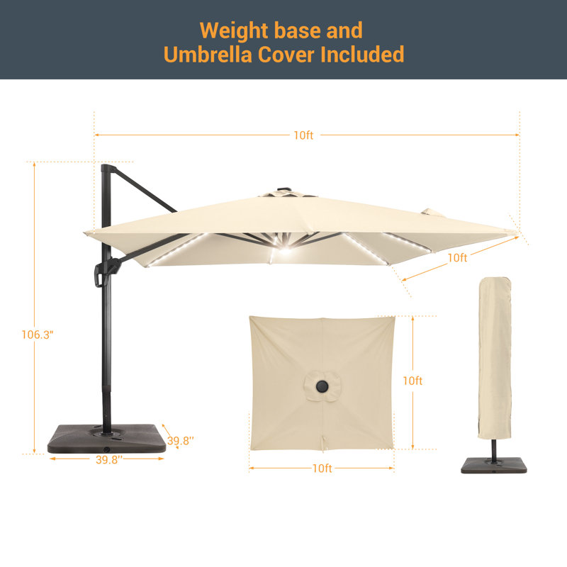 Parasol en porte-à-faux 120 po Lemay, Sable
