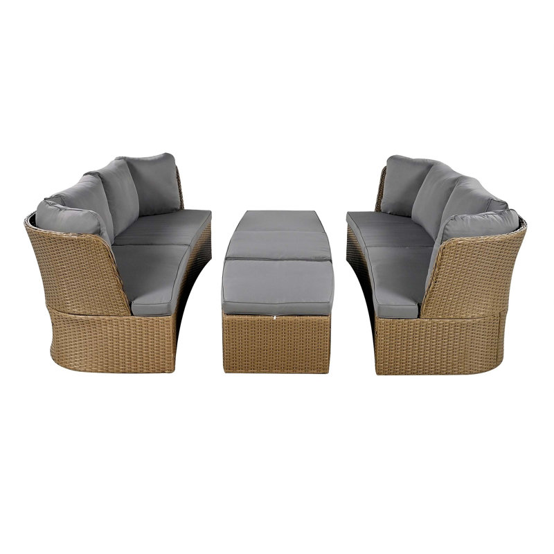 Canapé d'extérieur avec coussins de 76,4 po de largeur Keywanna, Gris