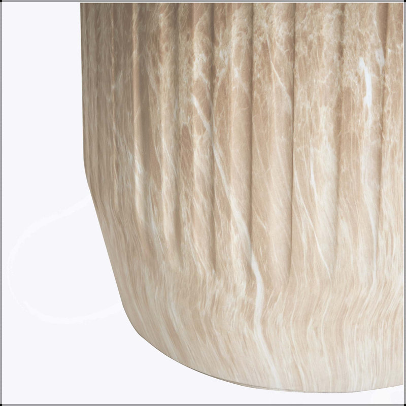 Outdoor Cicci Carved Side Table, Lightweight Concrete, Multi-Functional, Durable and Stylish for Indoor and Outdoor Use, Gold