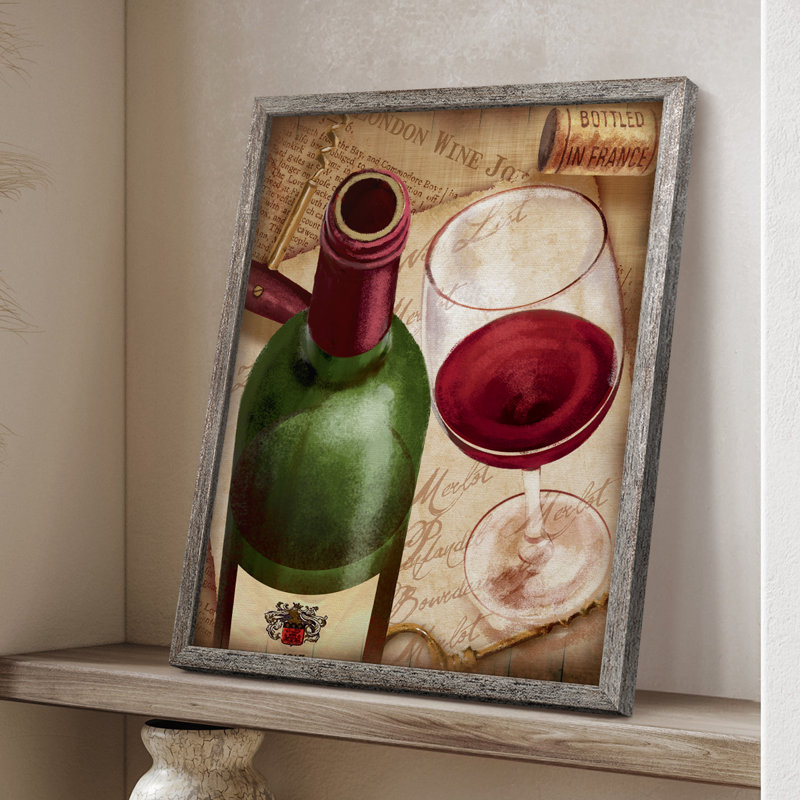 Merlot Wine Framed Print - Solid Wood, 11" H x 9" W
