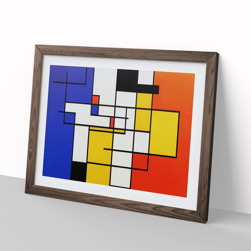 Abstract Cubism Art Vol.1 - Framed Print, 34cm H x 46cm W x 2cm D, Walnut