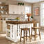 Îlot de cuisine de 140 cm avec rangement, table îlot fixe autoportante à 3 niveaux de style champêtre pour cuisine et salle à manger