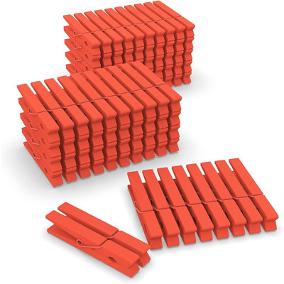 100 pinces à linge en bois orange, pinces à linge et de bricolage robustes de 2,9 pouces pour photos, décorations, vêtements et projets de bricolage