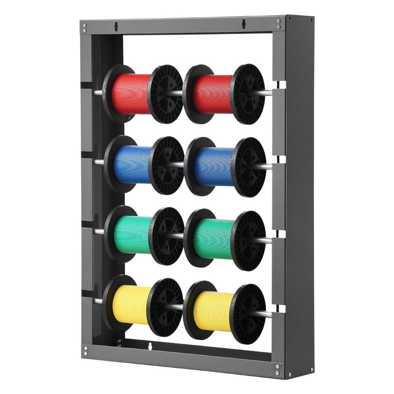 Wire Spool Rack 4 Adjustable Rods Spool Holder Wall Mounted 150 Lbs Capacity