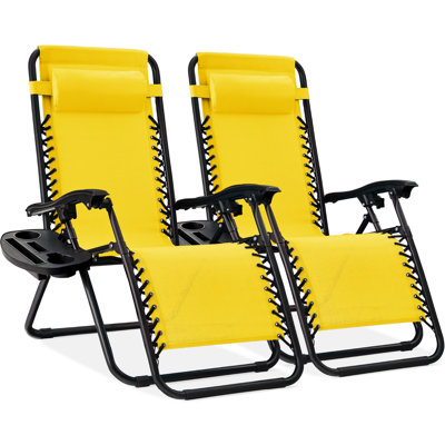 Nathen Zero Gravity Lounge Chair Recliners for Patio, Pool w/ Cup Holder Tray