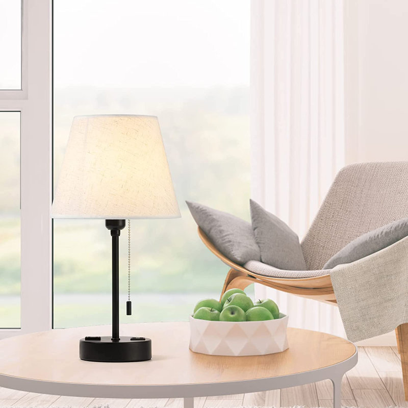 Lynee Metal USB Table Lamp, Linen