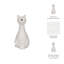 Figurine de chat en grès avec cou allongé et queue sculptée avec une expression faciale souriante et une base intégrée-874831713-874831714