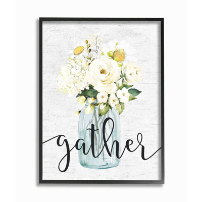 " Gather Phrase White Spring Bouquet Homey Sentiment " by Lettered And Lined
