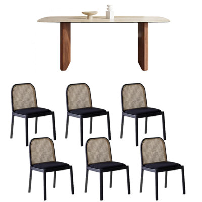Vintage solid wood rock plate dining table sets.