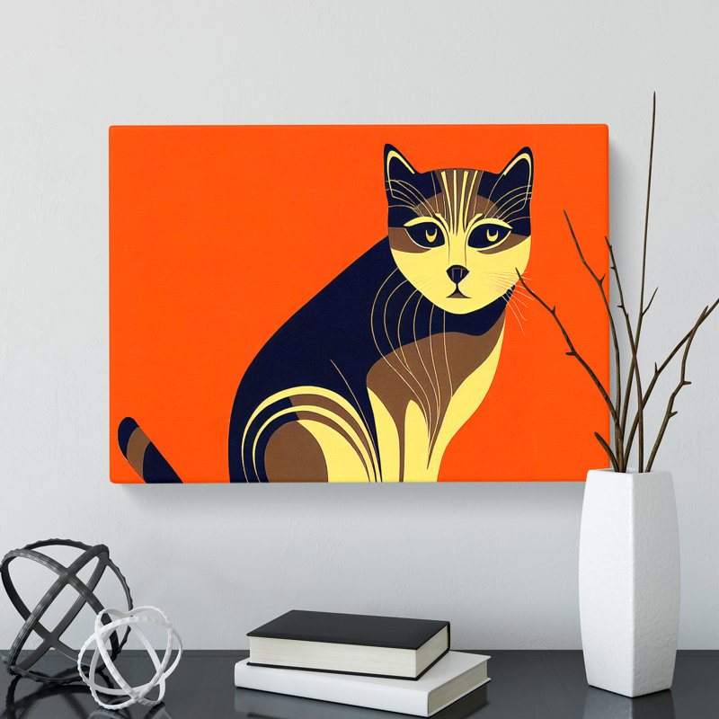 Cat Art Deco - Wrapped Canvas