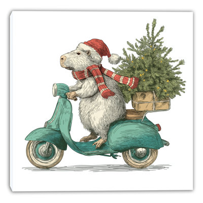 «Capybara on Scooter with Tree», art mural sur toile