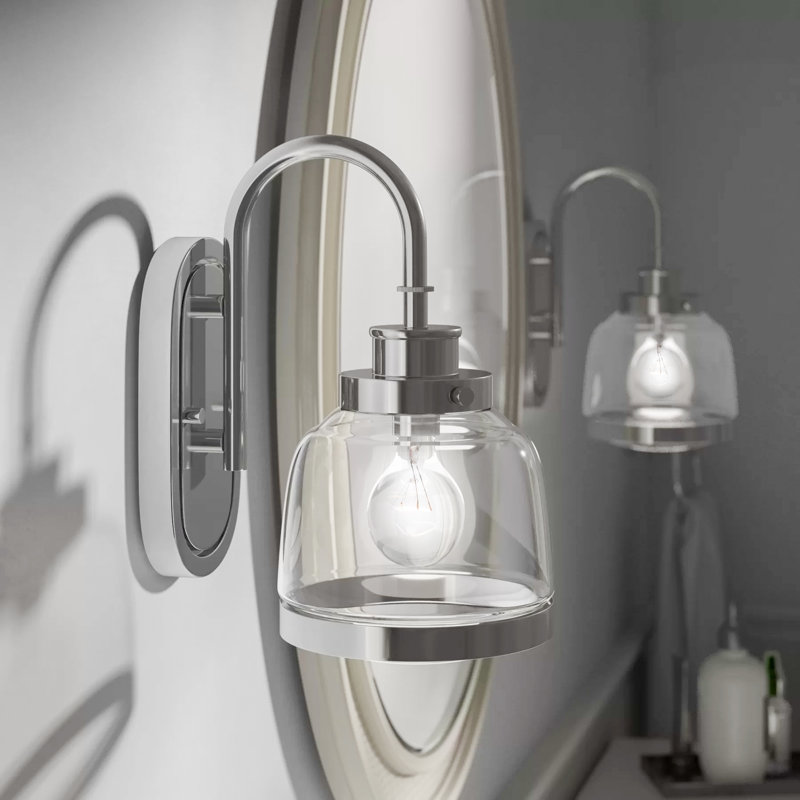 Éclairage de salle de bain à intensité variable 1 lumière Lupe, Nickel poli
