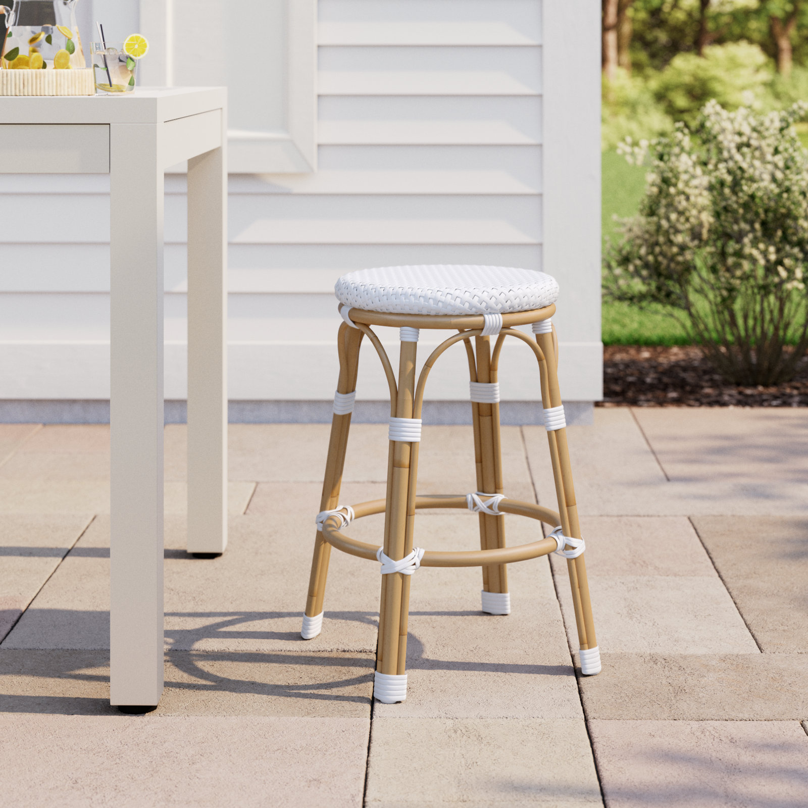 Ellie Patio Bar Stool, White