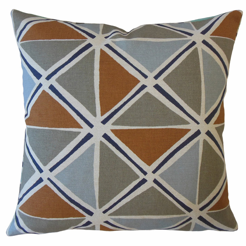 Coussin en coton Indiya, Cyan, 12 po x 18 po