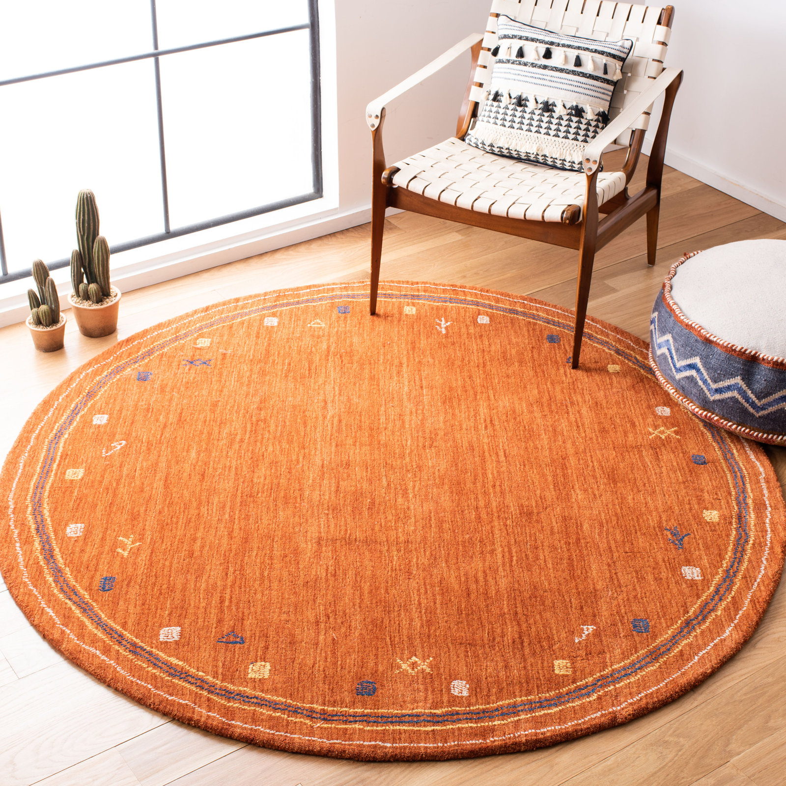 Danette Rust Hand-Loomed Wool Rug, Round 4'