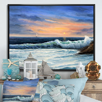 Coucher de soleil sur la plage - reproduction d'art sur toile